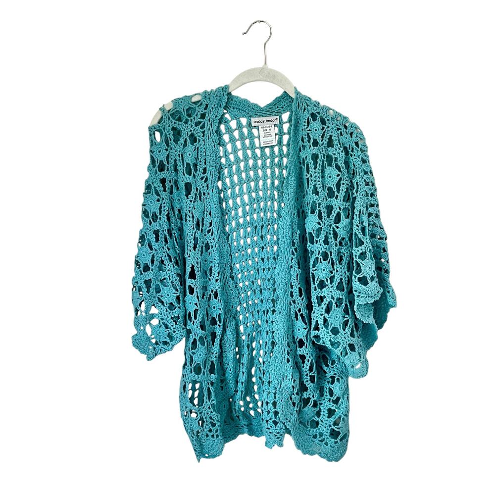 Jessica London Teal Knitted Cardigan: Y2K, Modern